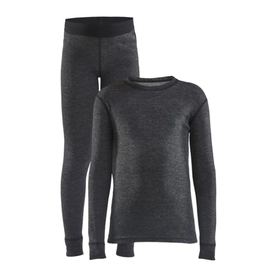 Craft Core Wool Merino Junior set Black/melange funkční prádlo