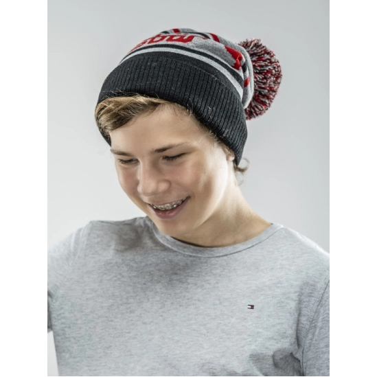 Eisbär Chani OS Pompon MÜ kids grey/red/black čepice