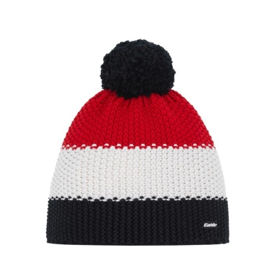 Eisbär Star Pompon MÜ black-white-ketchup čepice s bambulí