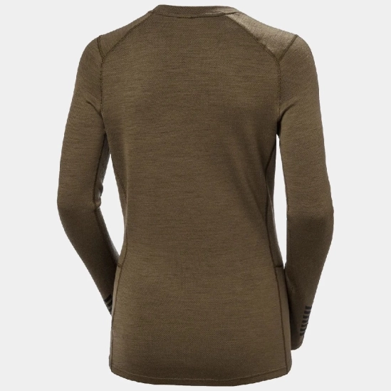 Helly Hansen Lifa Merino Midweight Graphic Crew Sepia Hound dámské funkční triko