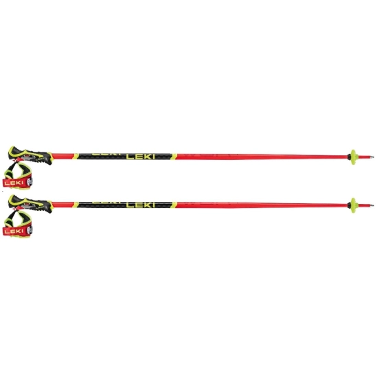 LEKI WCR SL 3D bright red -black-neonyellow lyžařské hůlky