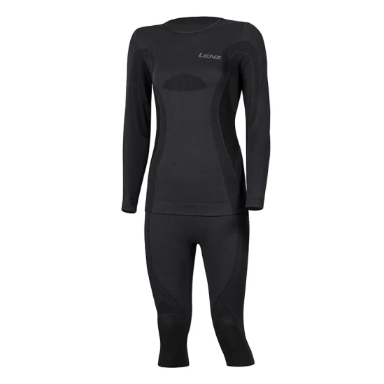 Lenz Merino wool set Long sleeve + 3/4 pants black dámská souprava