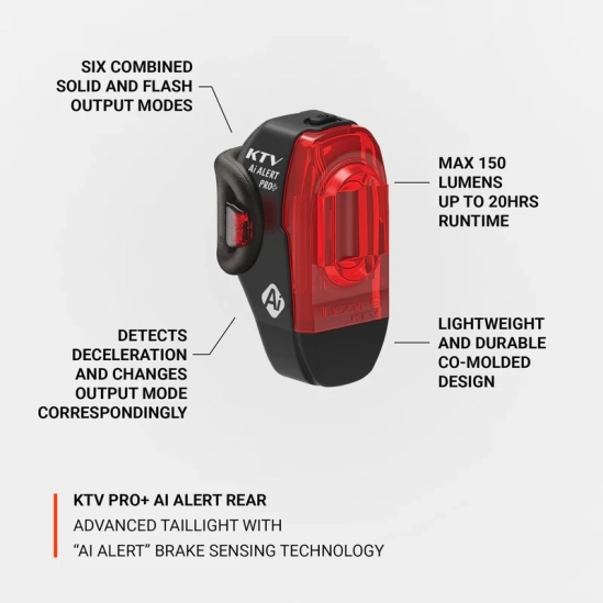 Lezyne KTV PRO+ Ai Alert Rear black zadní světlo