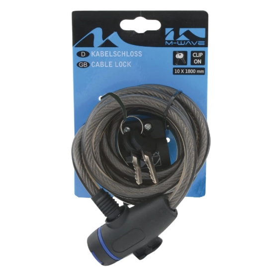 M-Wave Spirála 10x1800 zámek na klíč s držákem