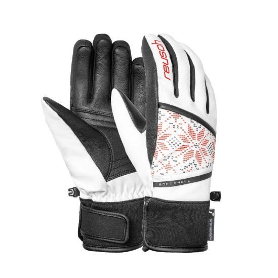 Reusch TESSA Stormbloxx white/fire red snowflakes dámské rukavice