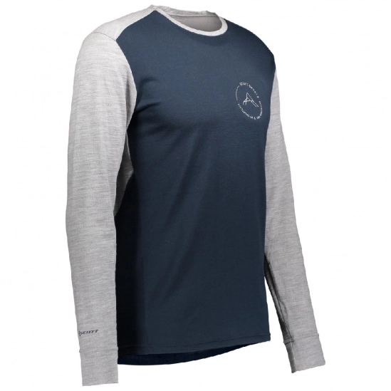 Scott Defined Merino LS dark blue /light grey melange pánské triko