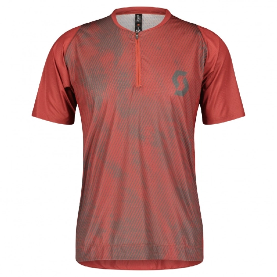 Scott Trail Vertic Zip SS Shirt tuscan red/dark grey pánské cyklo triko